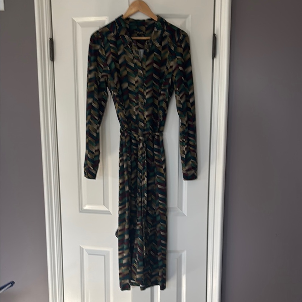 Multicolor Chevron Pattern Maxi Dress